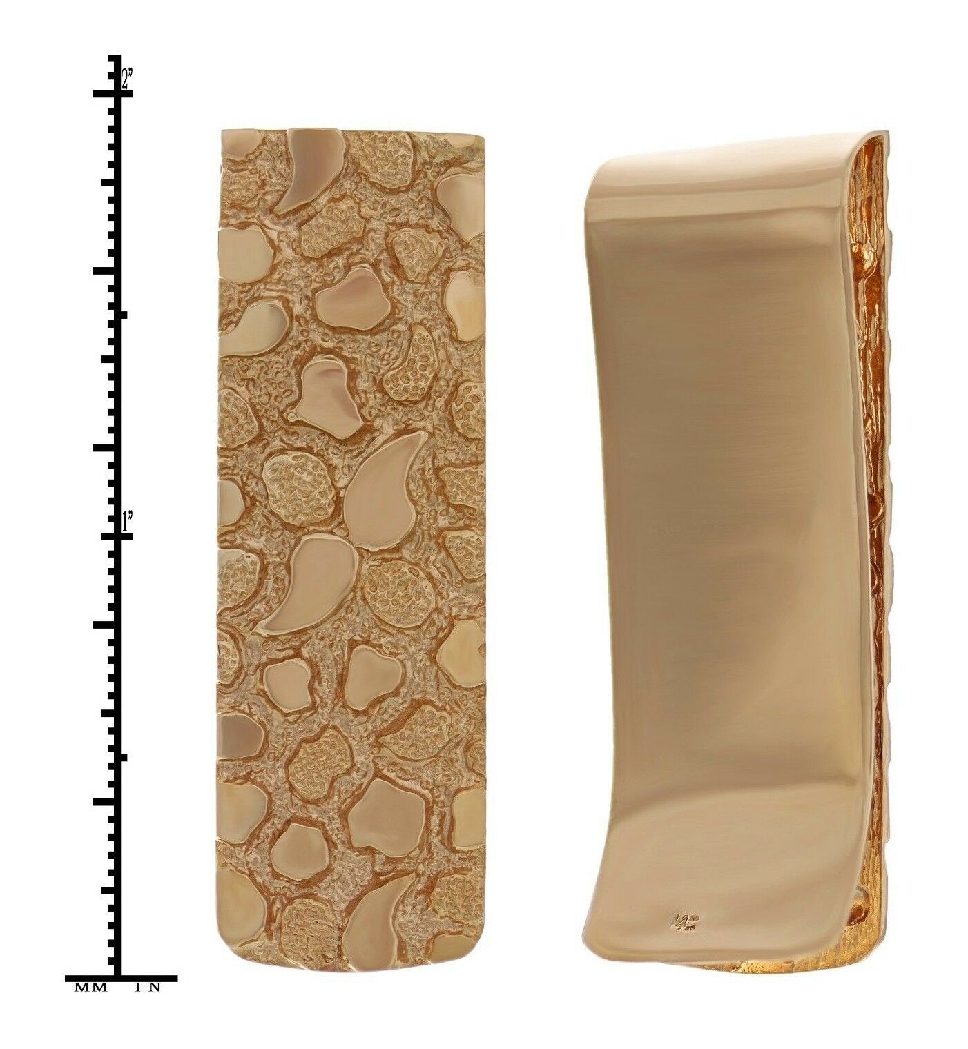 Men's 14k Rose Gold Nugget Money Clip Money Holder Wallet 15-16 grams - Rose