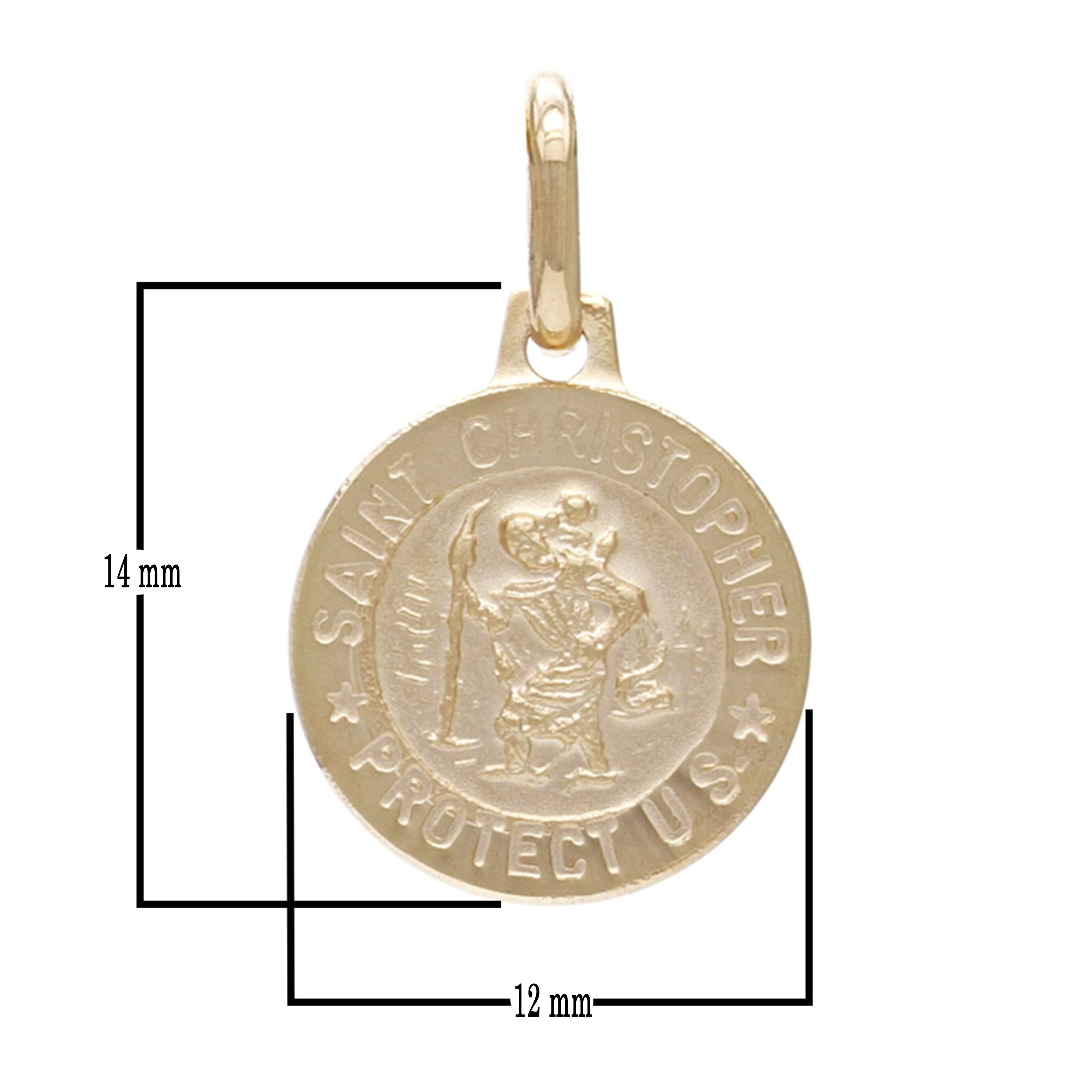 Italian 14k Yellow Gold Saint Christopher Protect Us Charm Pendant 1.4 grams
