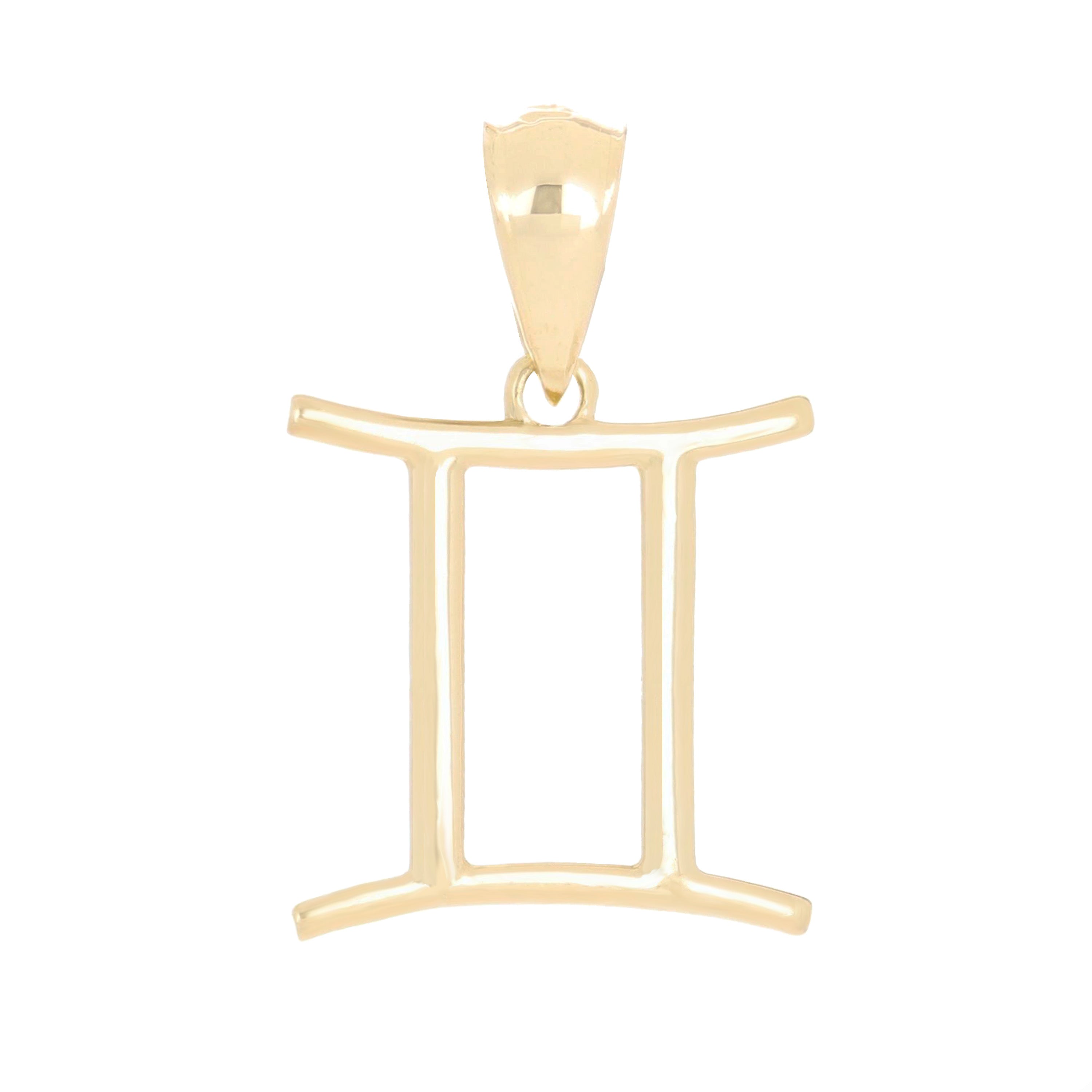 14k Yellow Gold Gemini Zodiac Sign Charm Pendant - Gemini,Yellow