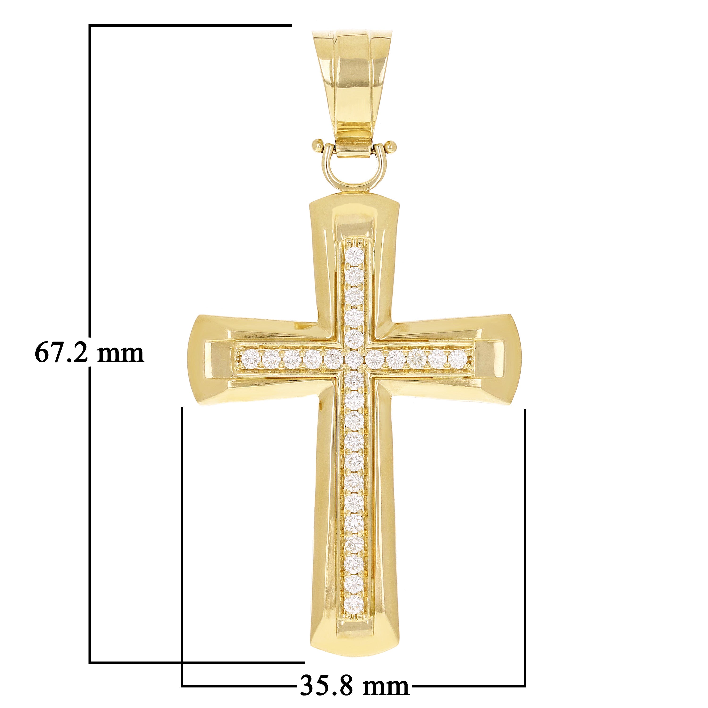 14k Yellow Gold 0.99ctw Big Cross Diamond Pendant 2.6" 23.3 grams