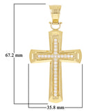 14k Yellow Gold 0.99ctw Big Cross Diamond Pendant 2.6" 23.3 grams