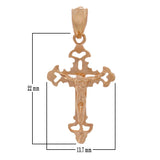 14k Rose Gold Solid Jesus Christ Crucifix Cross Religious Charm Pendant 1.2grams - Rose