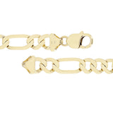 Men's 14k Yellow Gold Solid Figaro Bracelet Link Chain 8.5" 9.6mm 25 grams - 8.5"