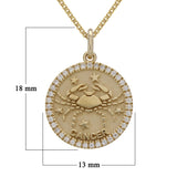 14k Yellow Gold Diamond Zodiac Sign Cancer Pendant Necklace 18" - Cancer,Yellow
