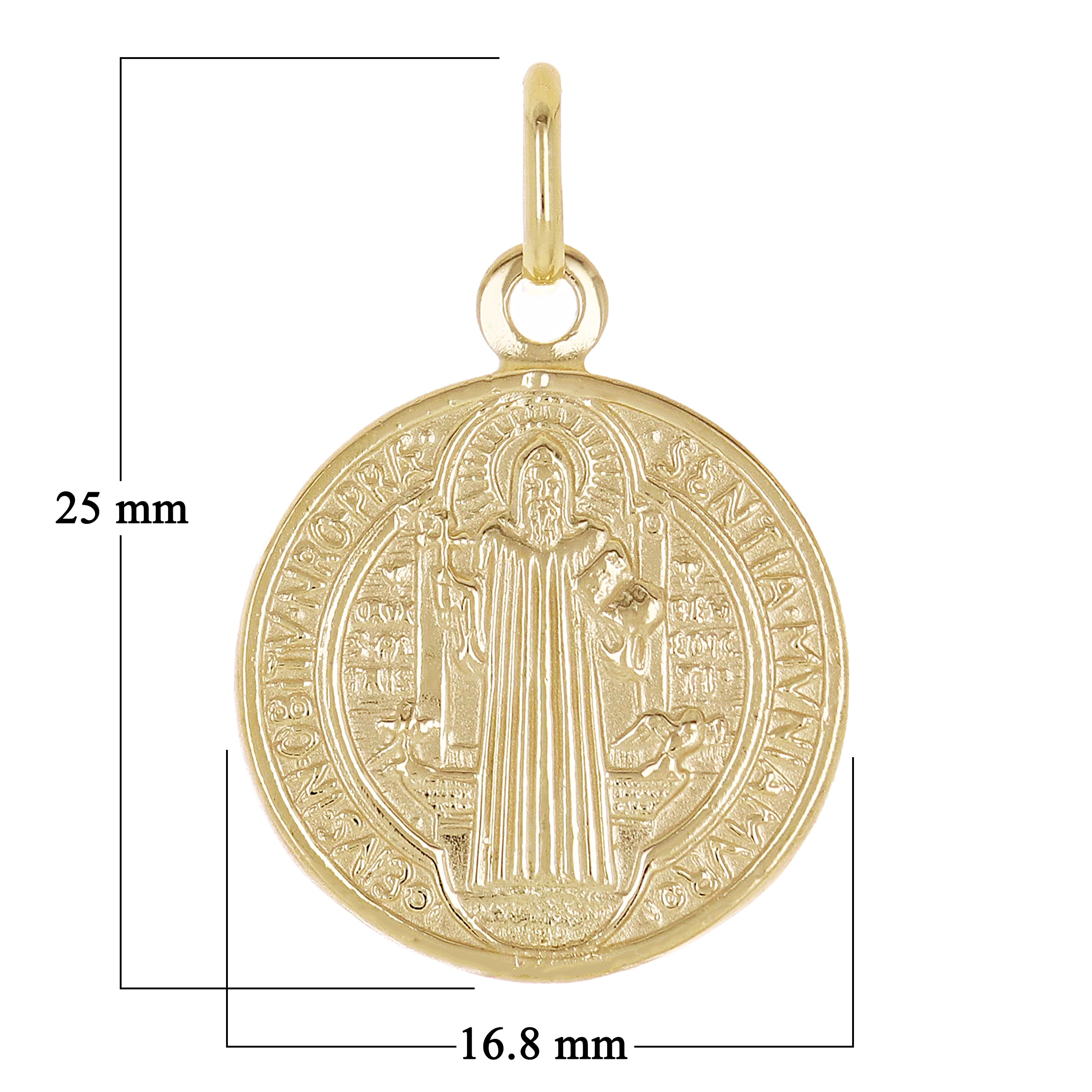 14k Yellow Gold Round Saint Benedict Medal Charm Pendant 1" 2.9 grams