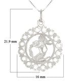 14k White Gold Zodiac Sign Aquarius Pendant Necklace 18" - Aquarius,White