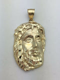 10k Yellow Gold Diamond-Cut Jesus Christ Face Religious Charm Pendant 8 grams
