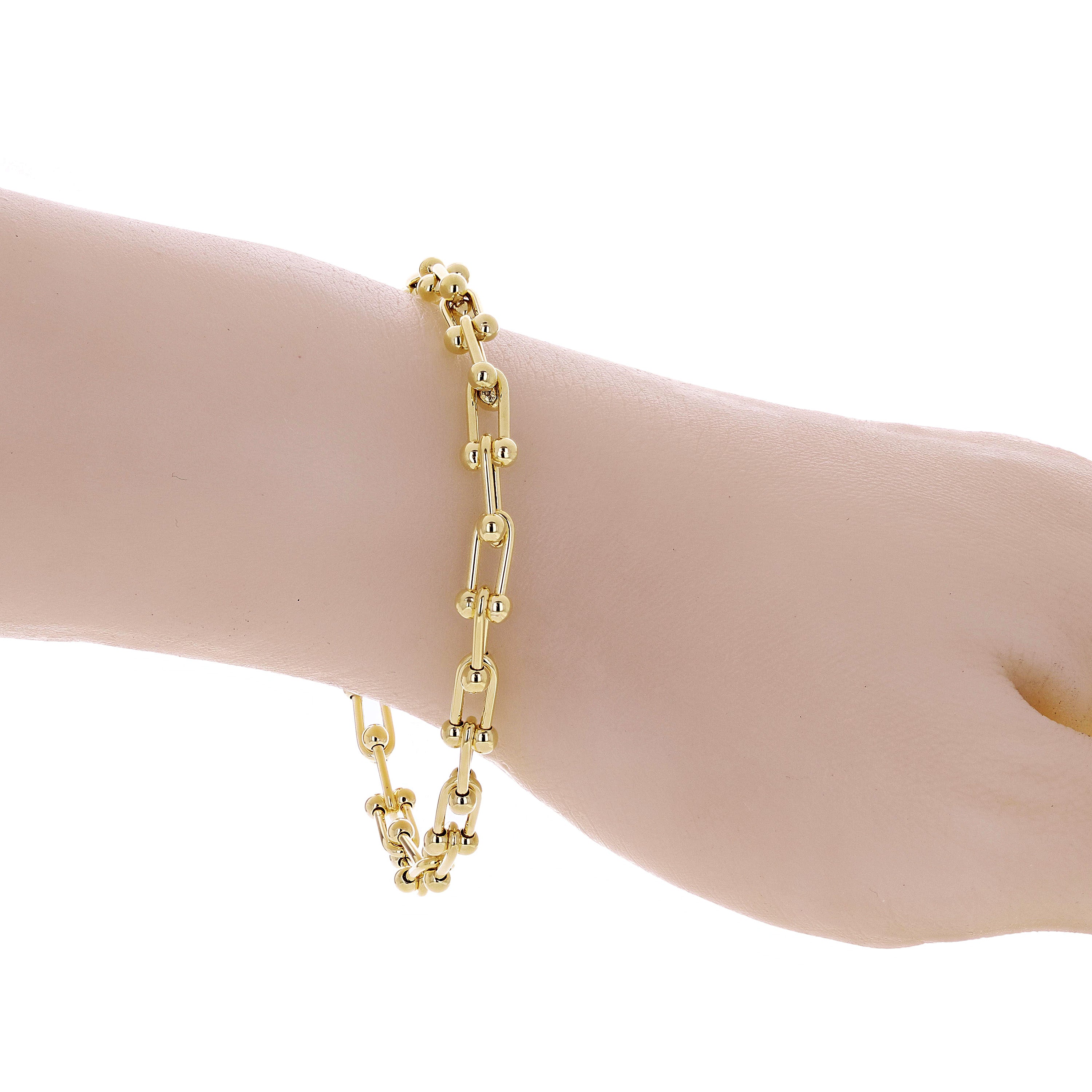 Italian 14k Yellow Gold Semi-Solid U-Link Chain Bracelet 7" 6mm 5.5 grams - Yellow 7"
