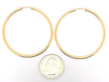 925 Sterling Silver Gold Plated Hoop Loop Hollow Earrings 1.9" 2.25mm 3 grams