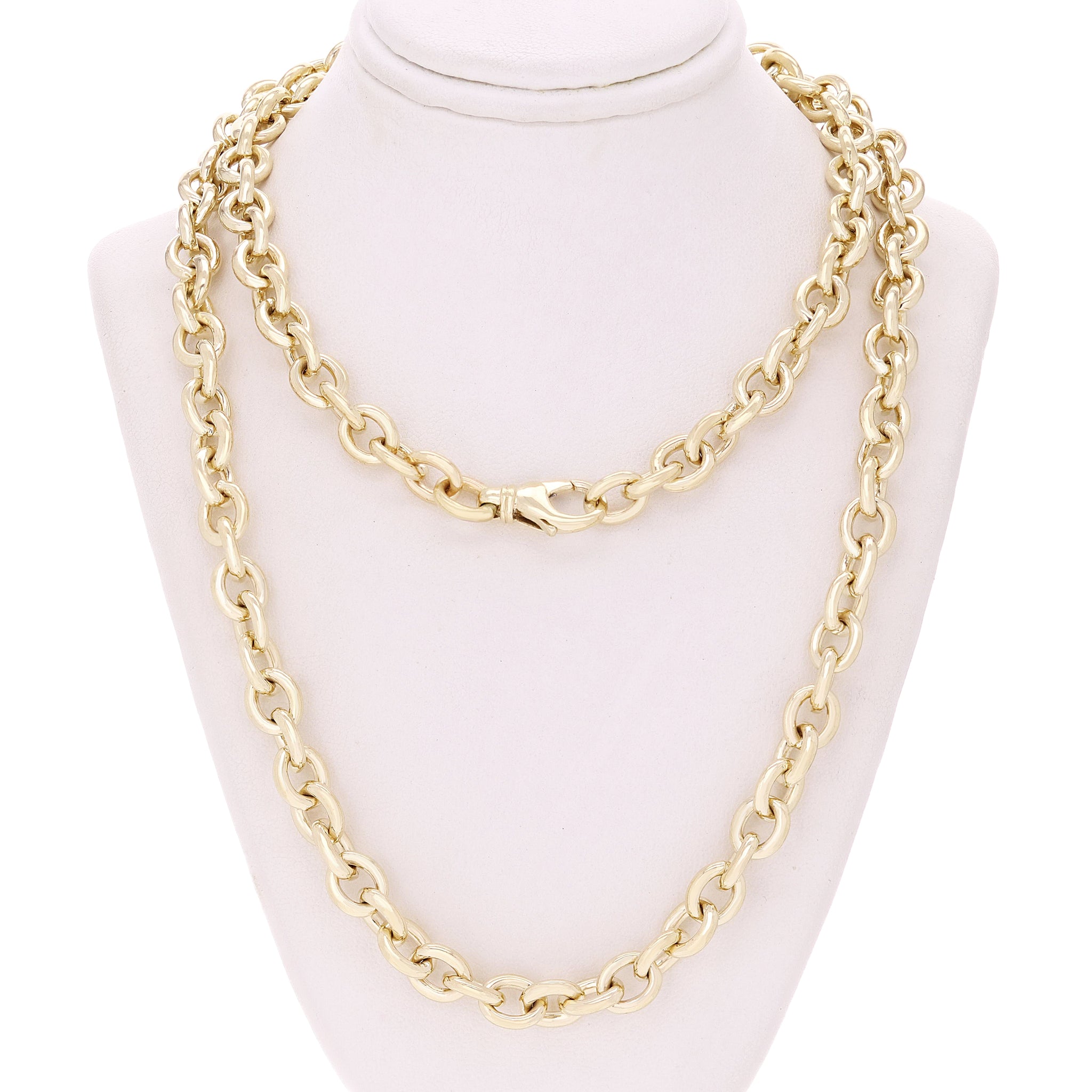 14k Yellow Gold Solid Handmade Link Heavy Rolo Chain Necklace 22