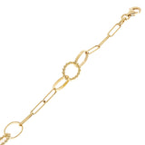 Italian 14k Yellow Gold Oval & Paperclip Link Bracelet 7" 6.2mm 3.1 grams