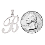 14k White Gold Initial Letter B Alphabet Charm Pendant - Letter B,White