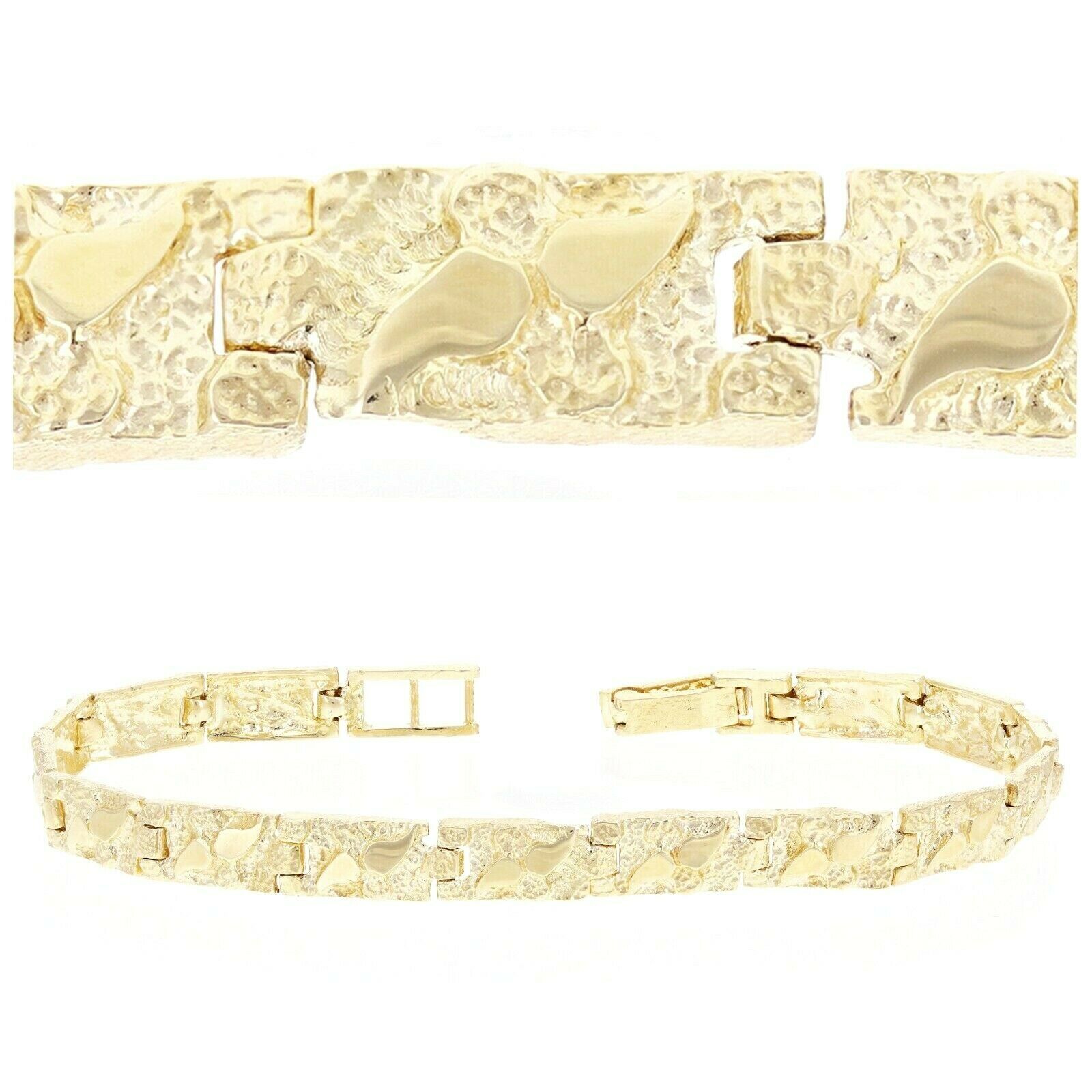 14k Yellow Gold Nugget Bracelet Adjustable 8" 5.5mm 13 grams - 8"
