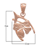 14k Rose Gold Wish Bone with Clover Lucky Pendant - Rose