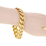 Italian 14k Yellow Gold Hollow Cuban Monaco Chain Bracelet 9" 15.1mm 25.2 grams
