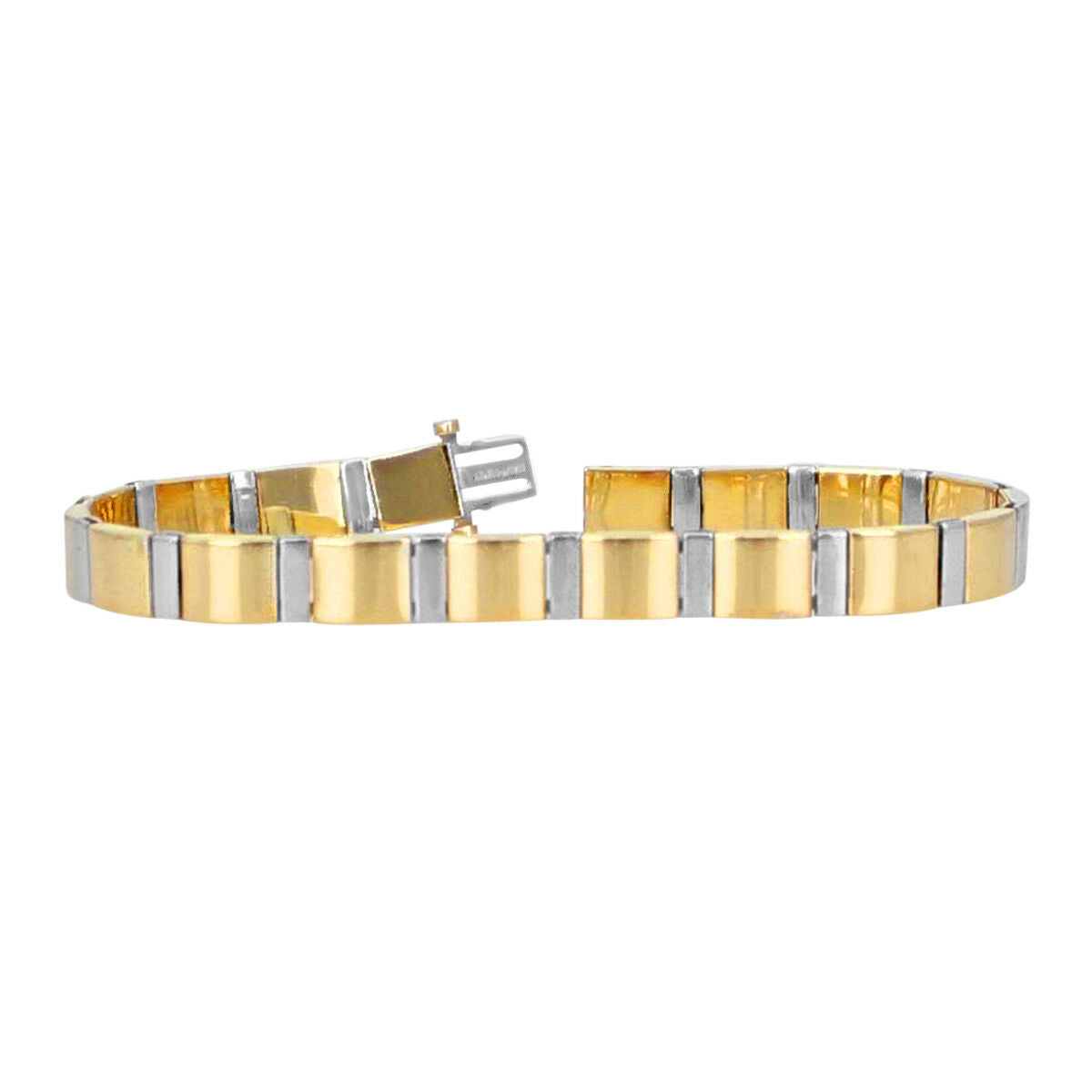 14k Italian Two Tone Gold High Polish Fancy Bracelet 7.5" 7mm 16.3 grams