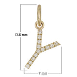 14k Yellow Gold Diamond Initial Letter Y Charm Pendant - Letter Y,Yellow