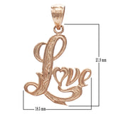 14k Yellow, White or Rose Gold "Love" Pendant with Elaborate Initial L