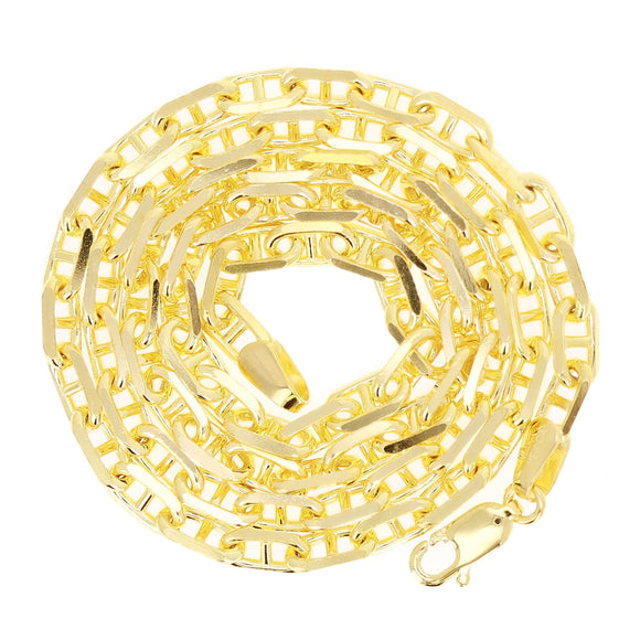 Italian 14k Yellow Gold Solid Anchor Mariner Chain Necklace 18