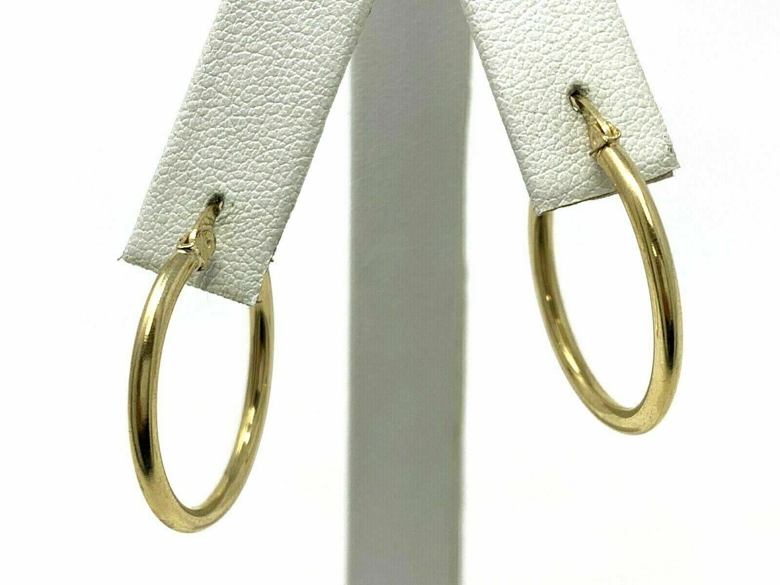 14k Yellow Gold Women's Hollow 1" inch Round Hoop Loop Earrings 2mm 1.7 grams