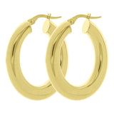 Italian 14k Yellow Gold High Polish Flat Oval Hoop Earrings 1.2" 5mm 3.9 grams