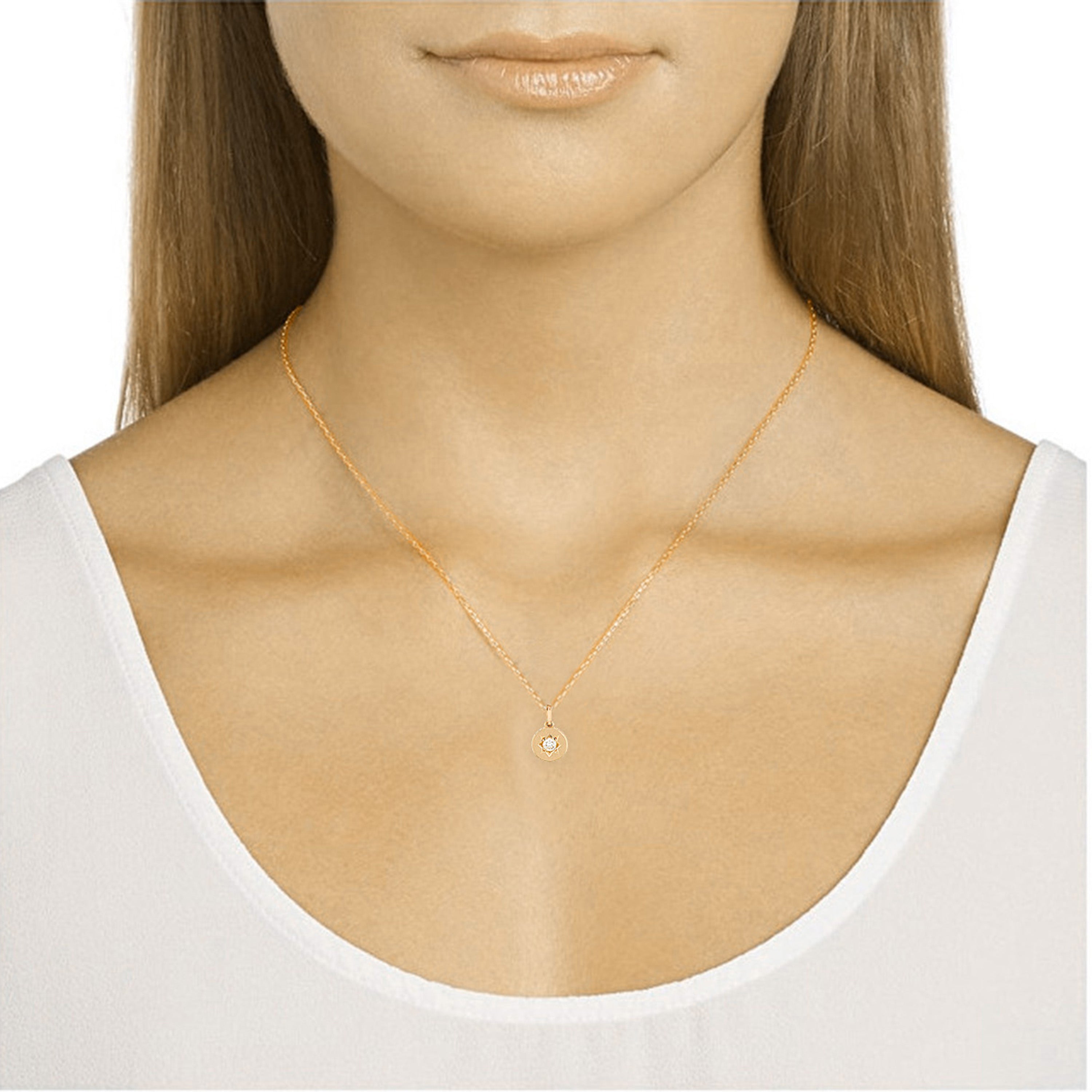 14k Yellow Gold Diamond North Star Charm Pendant - Yellow