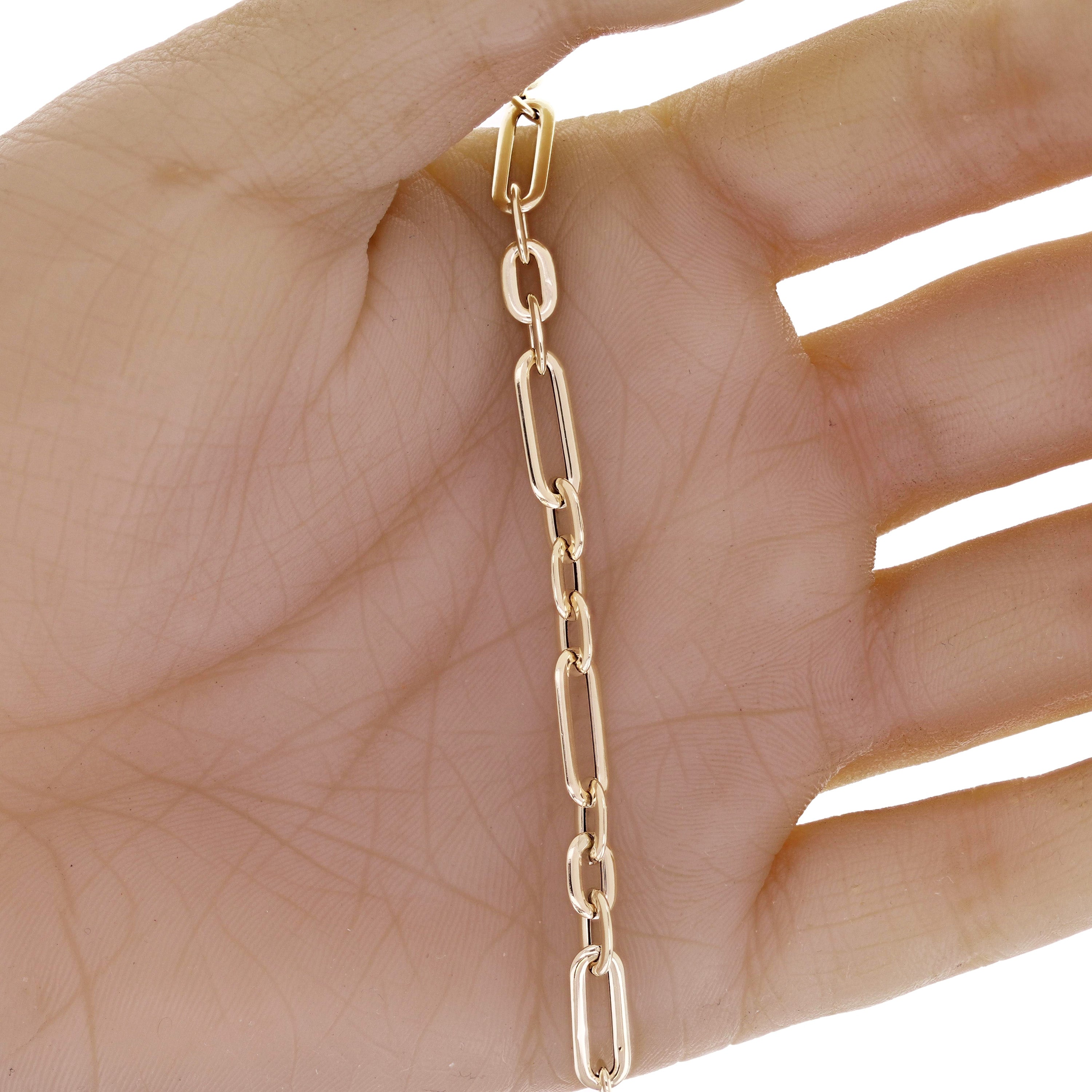 Italian 14k Yellow Gold Paper Clip Link Chain Bracelet 7.75" 5mm 2 grams