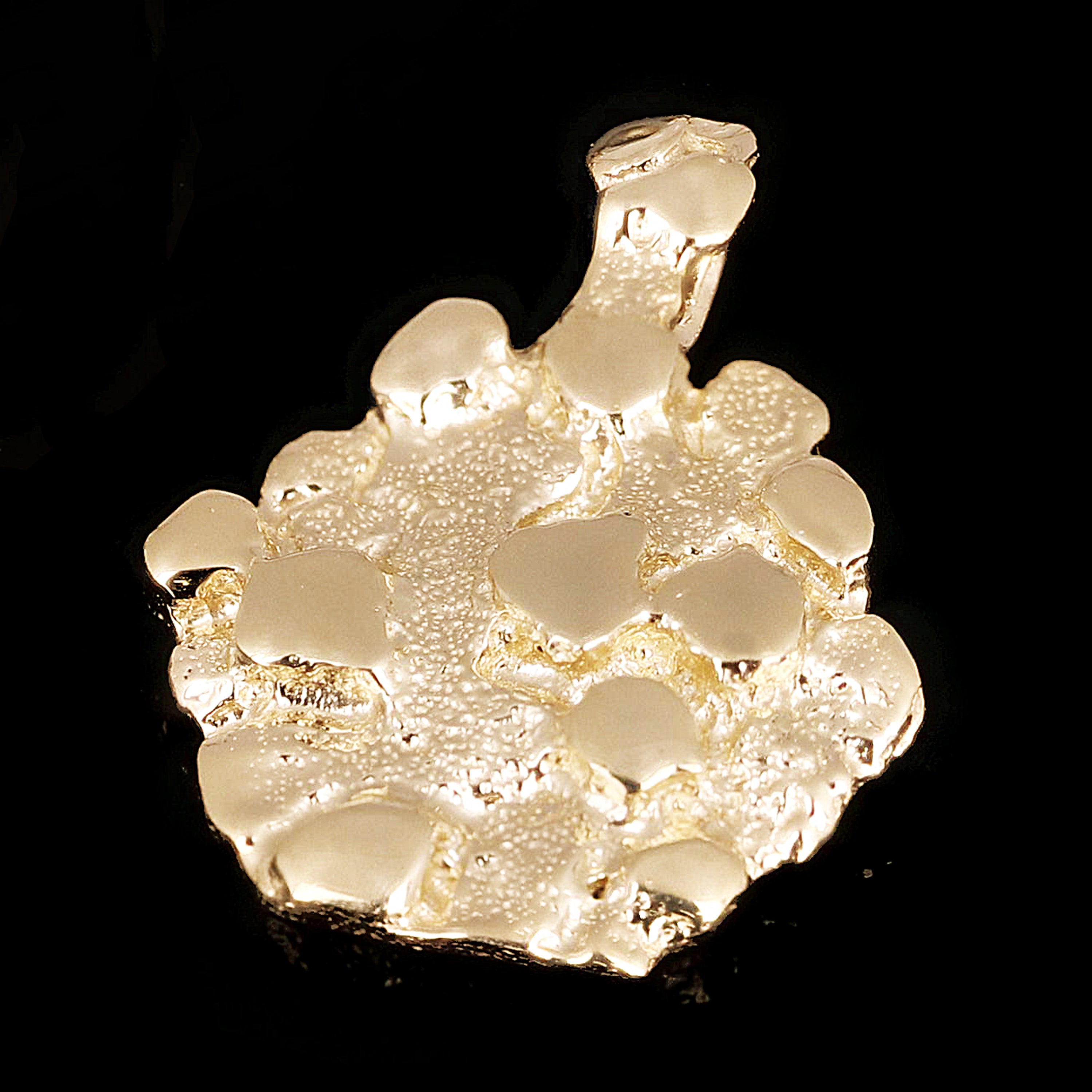 10k Yellow Gold Solid Hexagon Nugget Charm Pendant 1" 4.8 grams