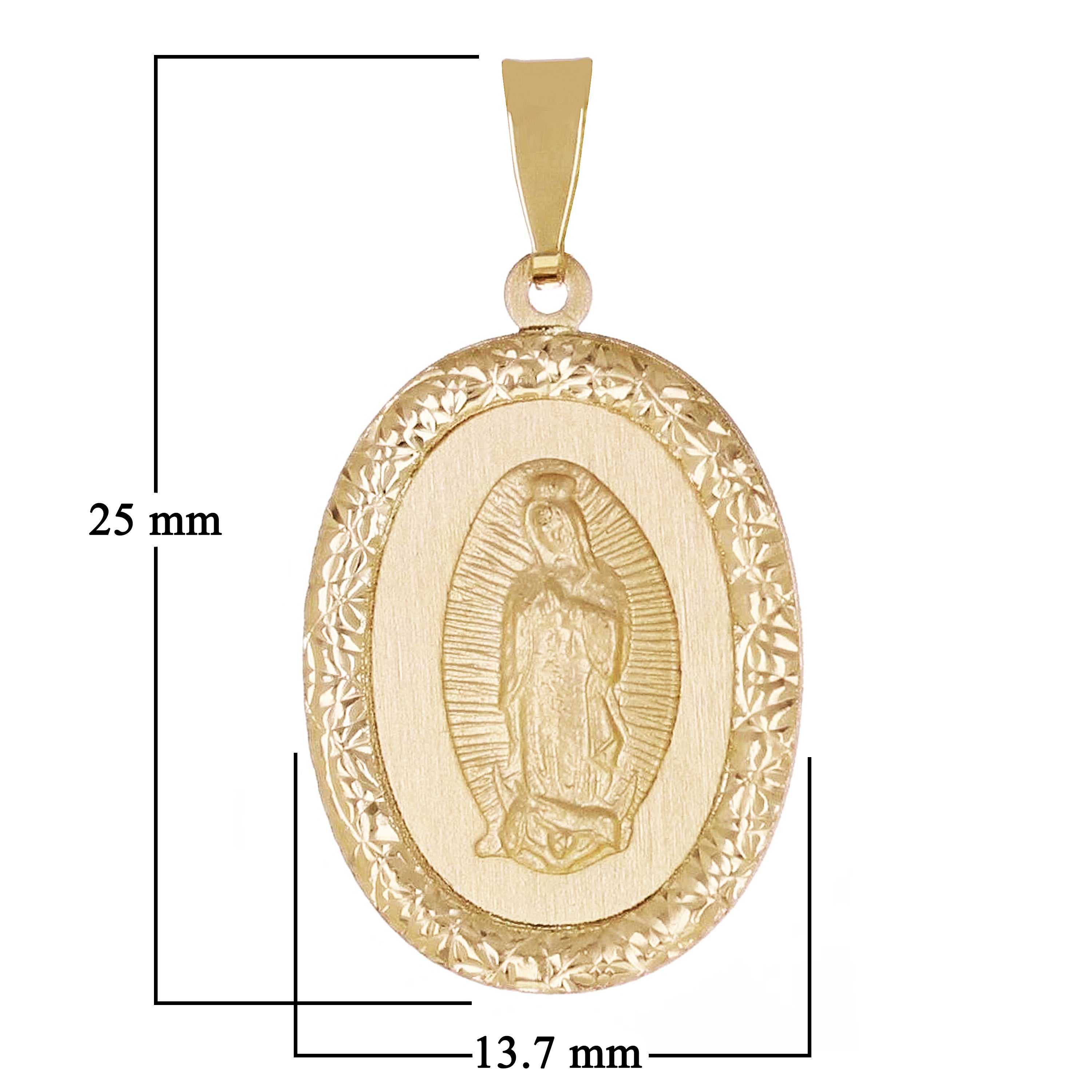 Italian 14k Yellow Gold Miraculous Medal Charm Pendant 25mm x 13.7mm 1.5 grams