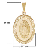 Italian 14k Yellow Gold Miraculous Medal Charm Pendant 25mm x 13.7mm 1.5 grams