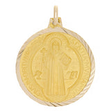 Italian 14k Yellow Gold Gold Saint Benedict Medal Charm Pendant 1.1" 3.3 grams