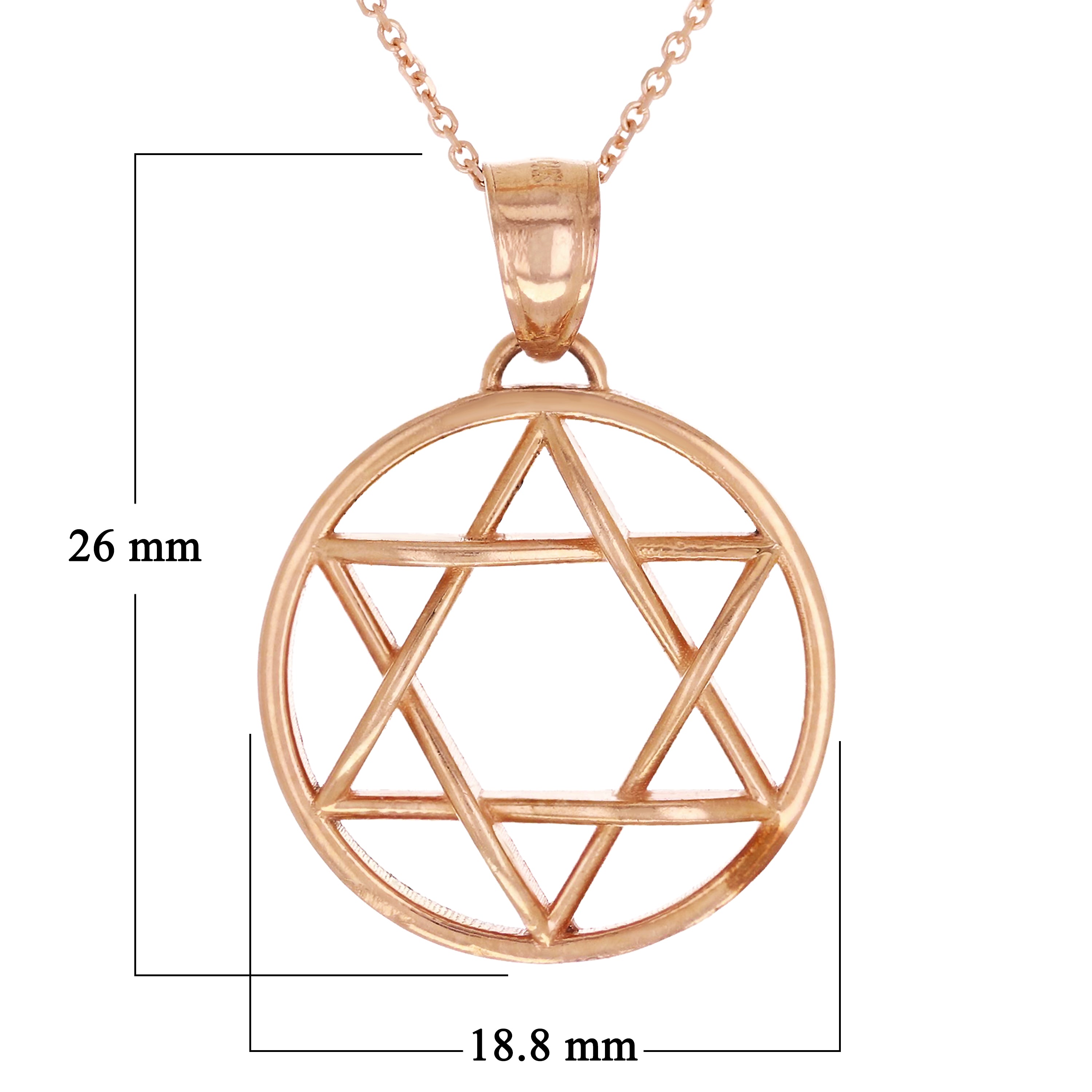 14k Rose Gold Star of David Medal Necklace 18" 4.5 grams - Rose