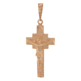 14k Rose Gold Jesus Christ Crucifix Cross Religious Charm Pendant 1.5" 2.5 grams - Rose