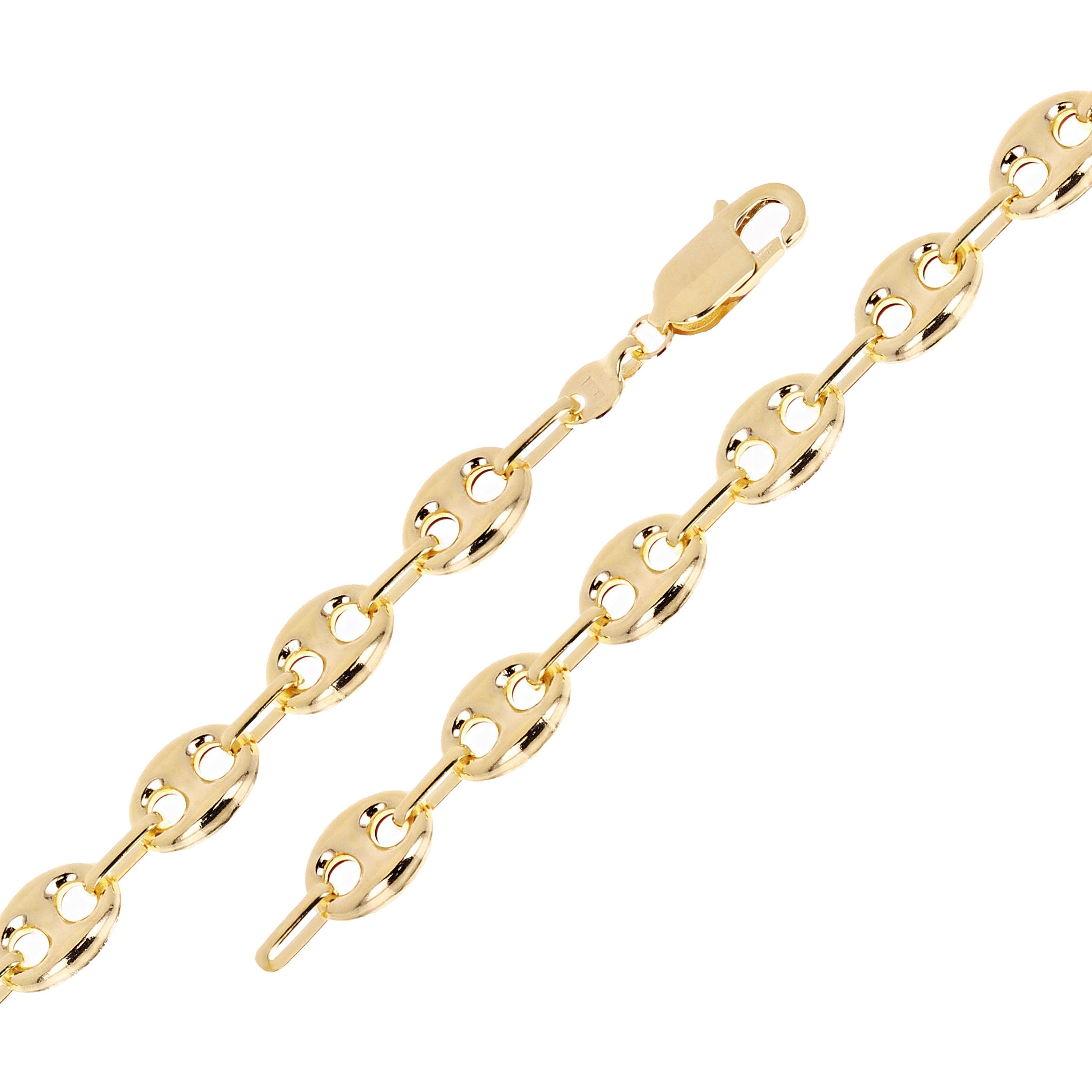 Italian 14k Yellow Gold Puffy Mariner Link Chain Bracelet 8" 7.7mm 7.3 grams