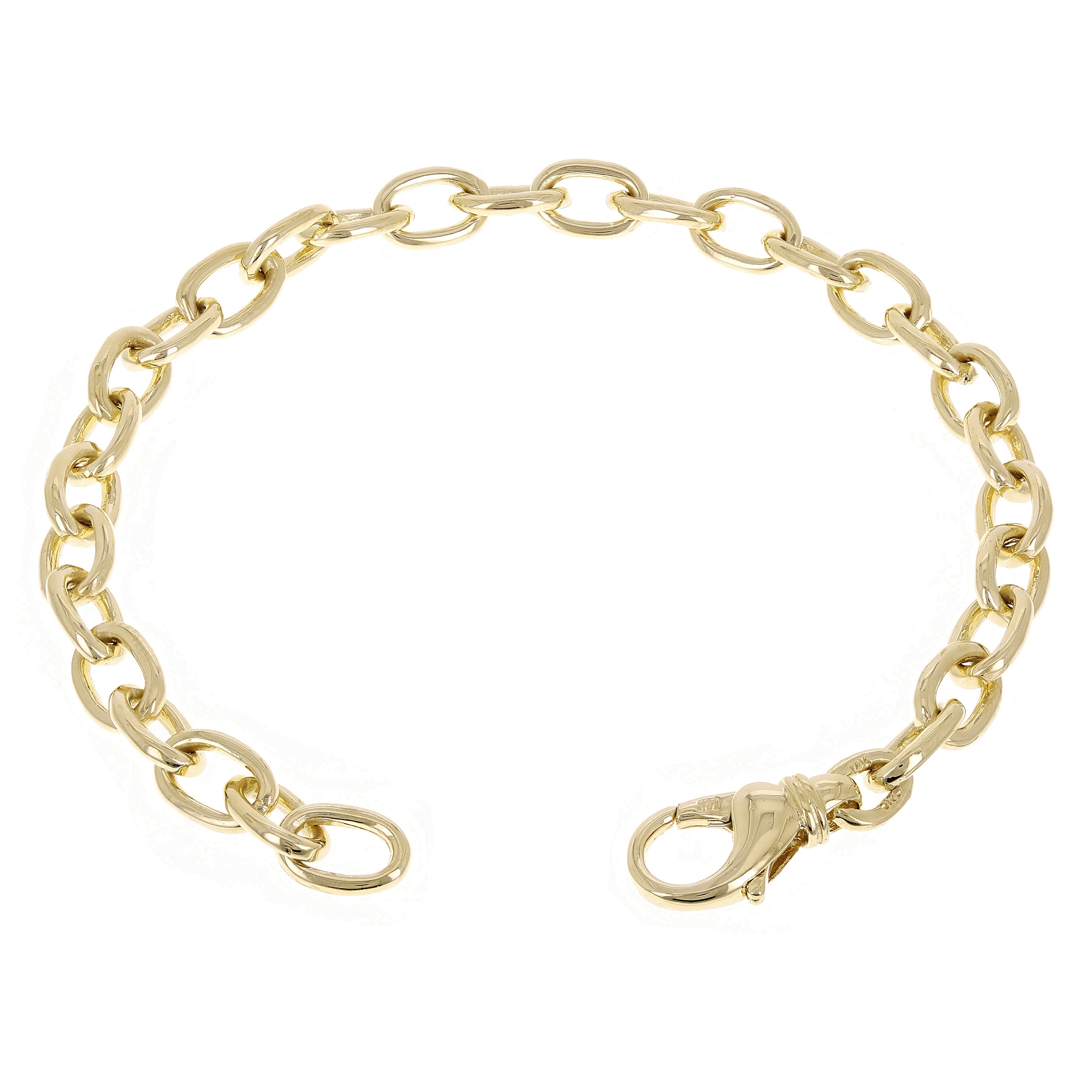 10k Yellow Gold Solid Oval Rolo Link Chain Bracelet 7" 6.8 mm 14.9 grams - 7"
