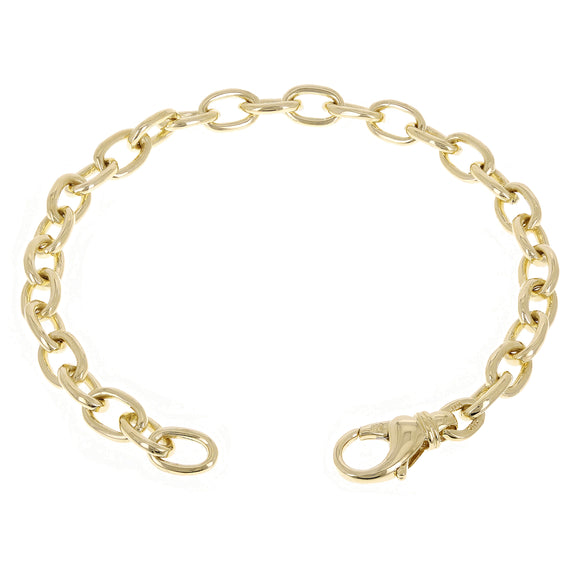 14k Yellow Gold Solid Oval Rolo Link Chain Bracelet 7