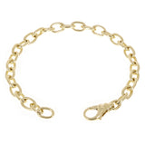 14k Yellow Gold Solid Oval Rolo Link Chain Bracelet 7" 6.8 mm 16.8 grams - 7"