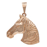 14k Rose Gold 3D Lucky Stallion Horse Head Charm Pendant 1.45" 8.4 grams - Rose