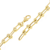 Italian 14k Yellow Gold Semi-Solid U-Link Chain Bracelet 7" 8mm 7.3 grams - Yellow 7" 8mm 7.3 grams