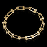 Italian 14k Yellow Gold Semi-Solid U-Link Chain Bracelet 7" 8mm 7.3 grams - Yellow 7" 8mm 7.3 grams