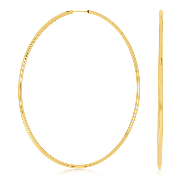 Italian 14k Yellow Gold High Polish Round Endless Hoop Earrings 2.3