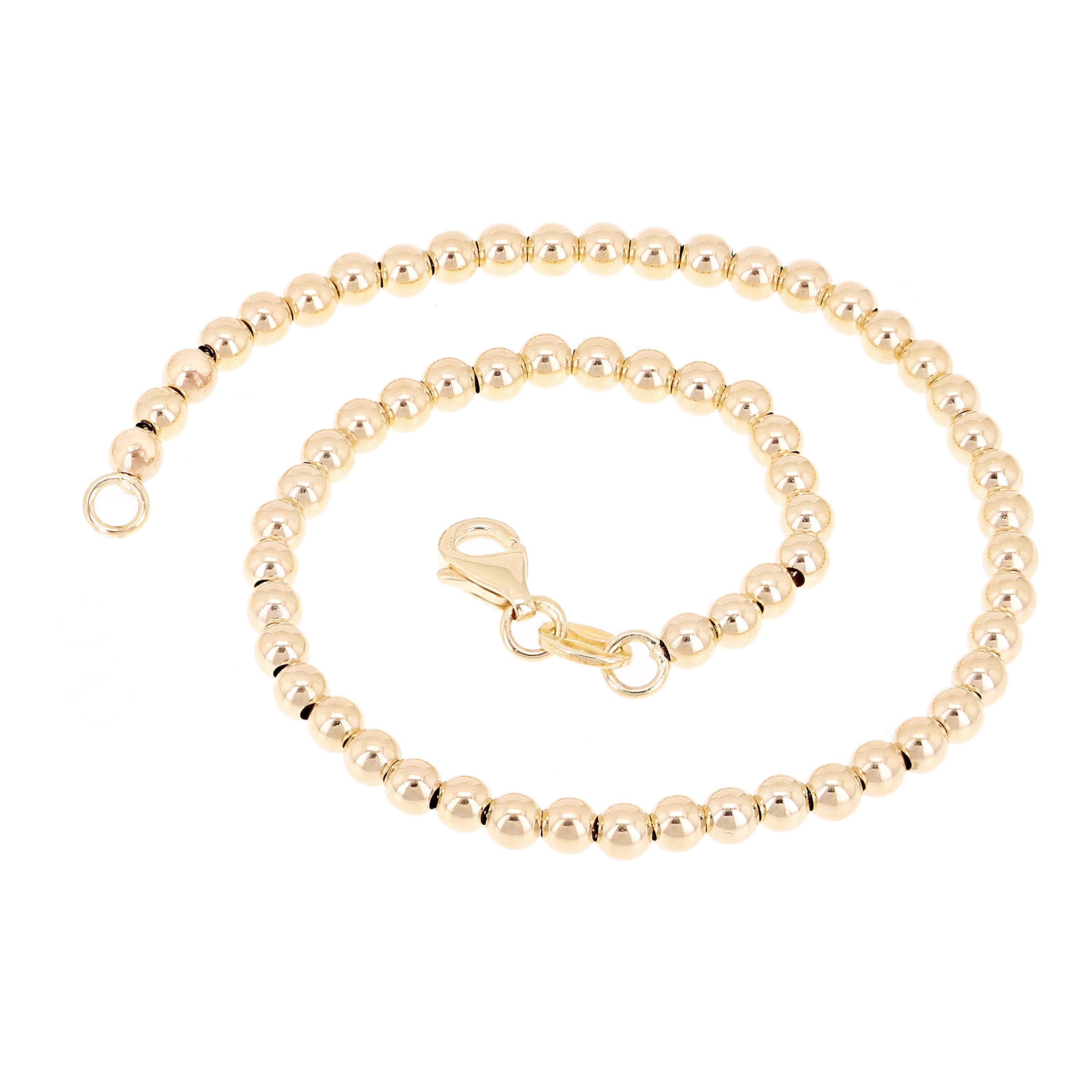 Italian 14k Yellow Gold Ball Beads Bracelet 7.75" 3mm 3.2 grams - Small
