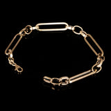 Italian 14k Yellow Gold Hollow Paper Clip Chain Bracelet  8" 6.5mm 4 grams