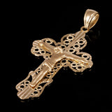 Italian 14k Yellow Gold Filigree Crucifix Cross Charm Pendant 1.7" 2.6 grams - Yellow