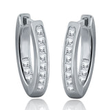 14k Yellow or White Gold 1/4 ctw Diamond Hoop Earrings
