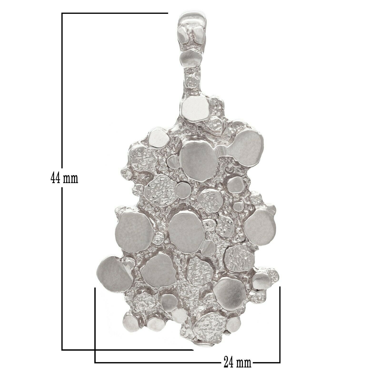 10k White Gold Solid Free Form Nugget Charm Pendant 1.75" 7.5 grams