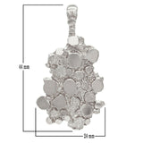 10k White Gold Solid Free Form Nugget Charm Pendant 1.75" 7.5 grams