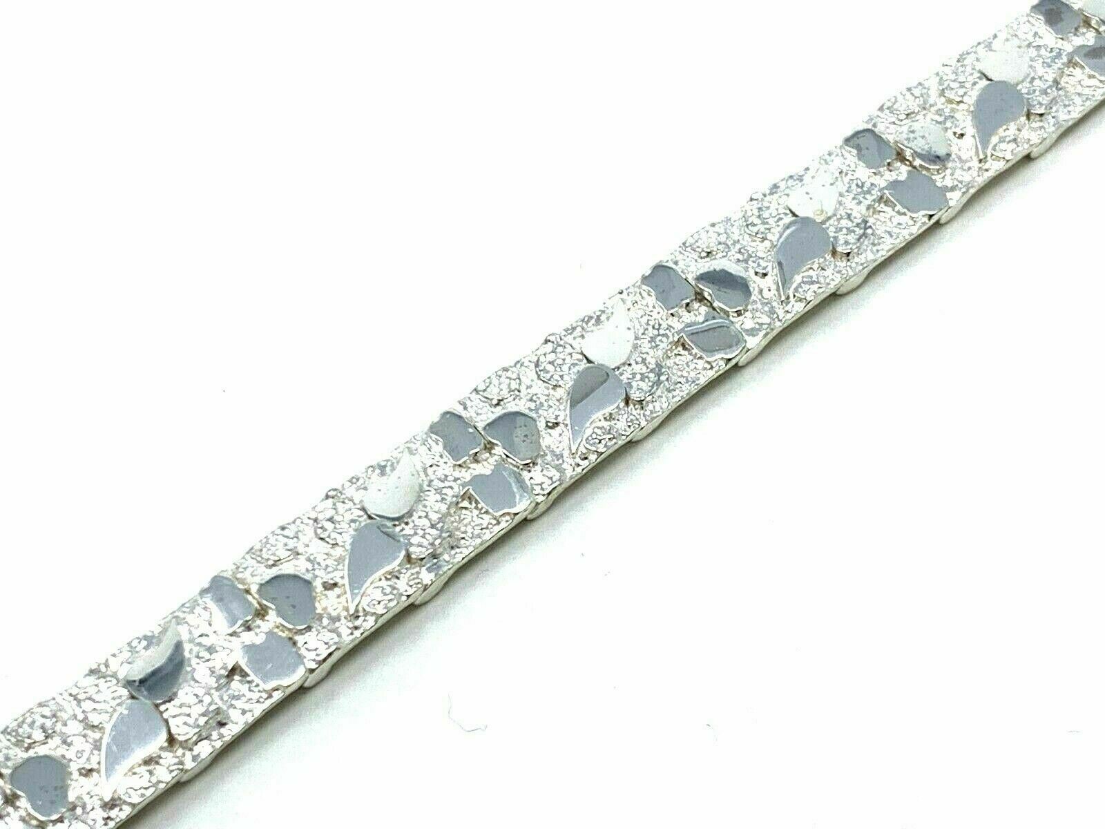 925 Sterling Silver Solid Nugget Bracelet Adjustable Link 8.5" 9.25mm 23.8 grams