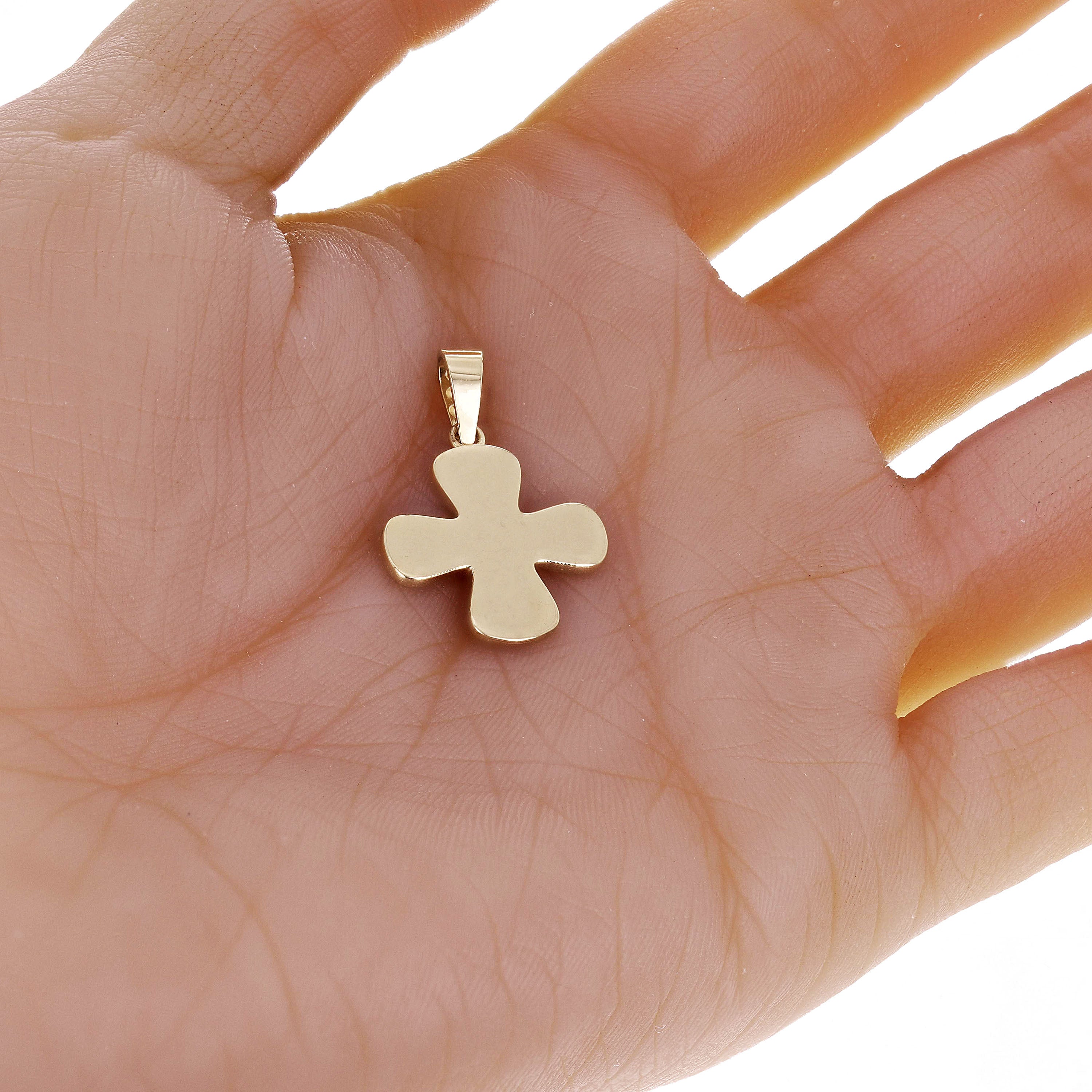 14k Yellow Gold Clover Cross Charm Pendant 18.9 mm 4 grams