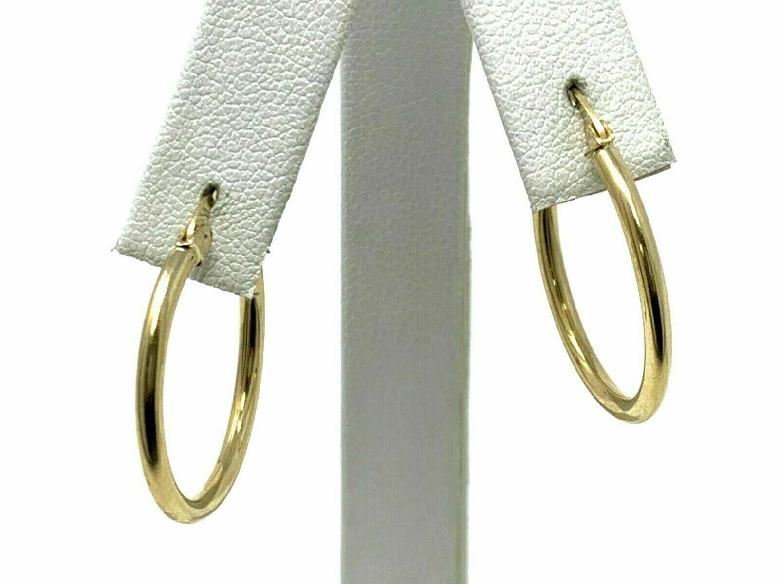 14k Yellow Gold Women's Hollow 1" inch Round Hoop Loop Earrings 2mm 1.7 grams